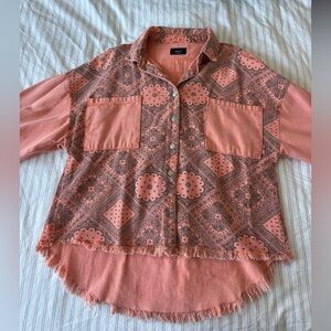 VICI Coral Print Snap-Up Jacket